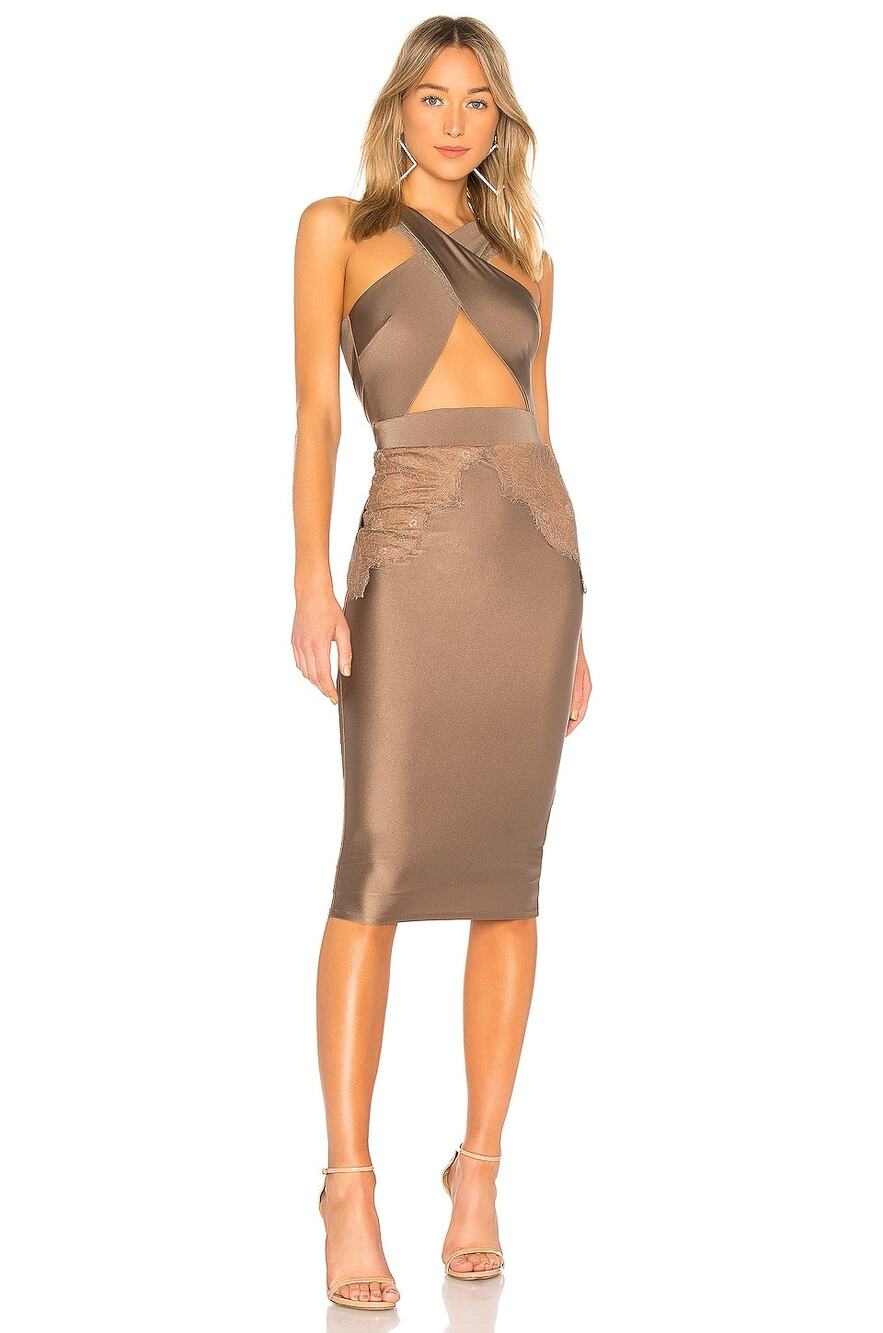 Michael Costello Philip Midi Dress Cut Out Party Prom Cocktail Hoco Formal L